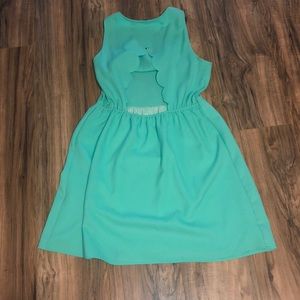 Turquoise scalloped back dress!
